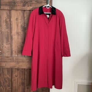 VTG 80s/90s Jones New York Red Trench Coat Womens 14 Long Lined Winter